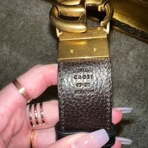 Reversible leather belt with Double G buckle